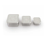 Biesse Set 3 Pcs Square Plastic Food Storage Containers with Cream Lid-Elmarket-homeappliances